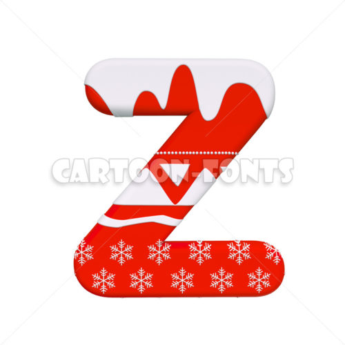 Winter character Z - large 3d letter - Cartoon fonts - High quality 3d letters and signs illustrations