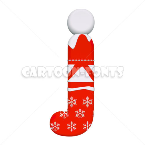 Xmas letter J - small 3d character - Cartoon fonts - High quality 3d letters and signs illustrations