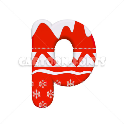 Christmas letter P - Lower-case 3d character - Cartoon fonts - High quality 3d letters and signs illustrations