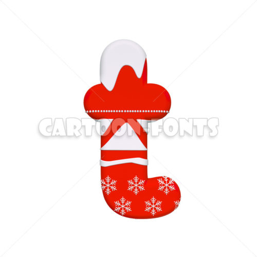 Christmas letter T - lowercase 3d letter - Cartoon fonts - High quality 3d letters and signs illustrations