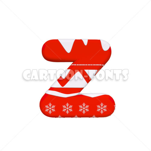 Winter letter Z - lowercase 3d character - Cartoon fonts - High quality 3d letters and signs illustrations