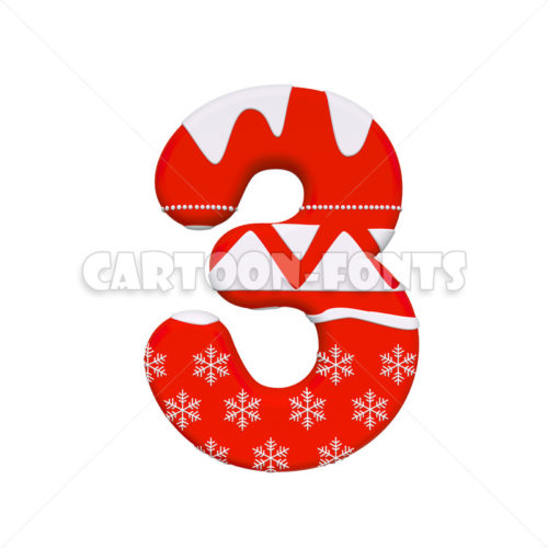 Winter numeral 3 - 3d digit - Cartoon fonts - High quality 3d letters and signs illustrations