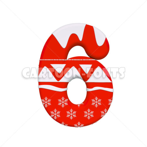 Winter numeral 6 - 3d number - Cartoon fonts - High quality 3d letters and signs illustrations