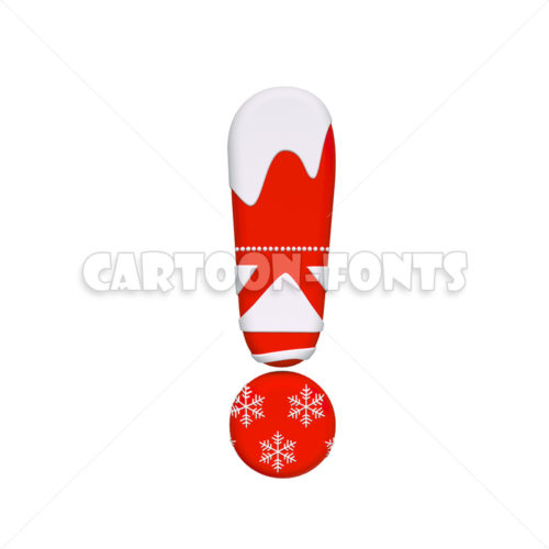 Santa Claus exclamation point - 3d sign - Cartoon fonts - High quality 3d letters and signs illustrations