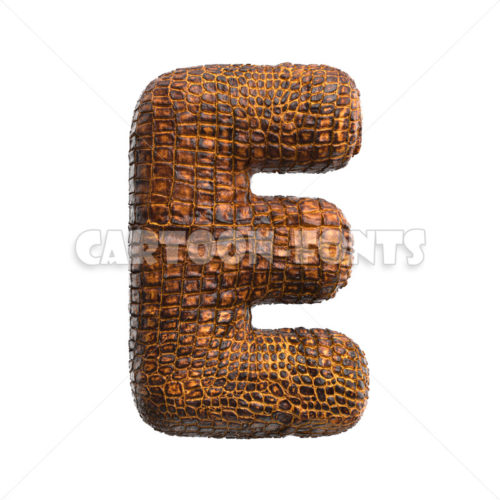 crocodile font E - Uppercase 3d character - Cartoon fonts - High quality 3d letters and signs illustrations