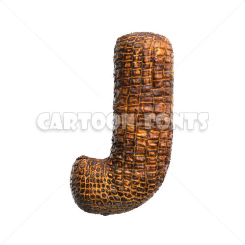 crocodile leather letter J - capital 3d font - Cartoon fonts - High quality 3d letters and signs illustrations