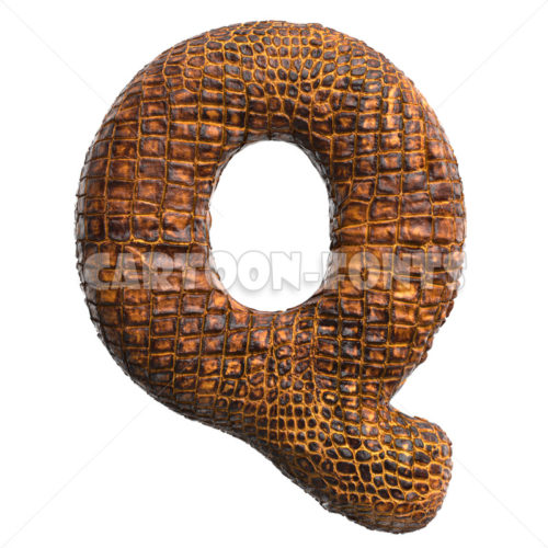 alligator skin letter Q - capital 3d font - Cartoon fonts - High quality 3d letters and signs illustrations