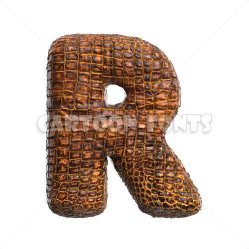 alligator skin character R - Upper-case 3d letter - Cartoon fonts - High quality 3d letters and signs illustrations
