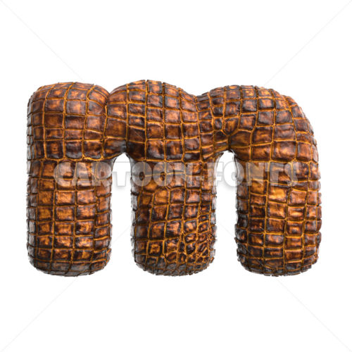 alligator skin character M - Lower-case 3d font - Cartoon fonts - High quality 3d letters and signs illustrations