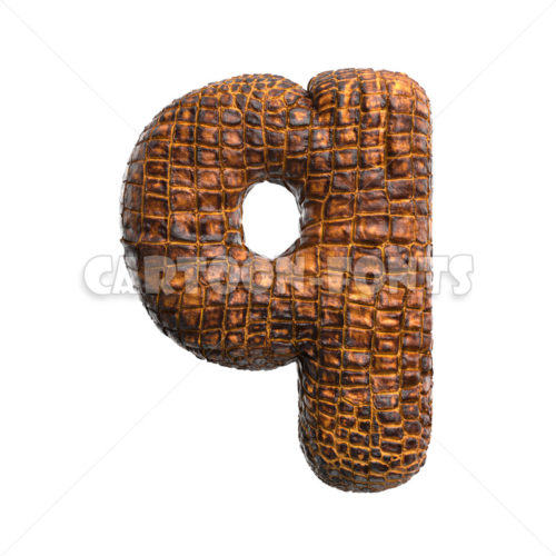 crocodile leather character Q - lowercase 3d font - Cartoon fonts - High quality 3d letters and signs illustrations