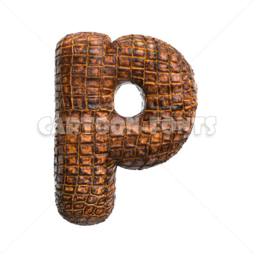 crocodile letter P - Lower-case 3d character - Cartoon fonts - High quality 3d letters and signs illustrations