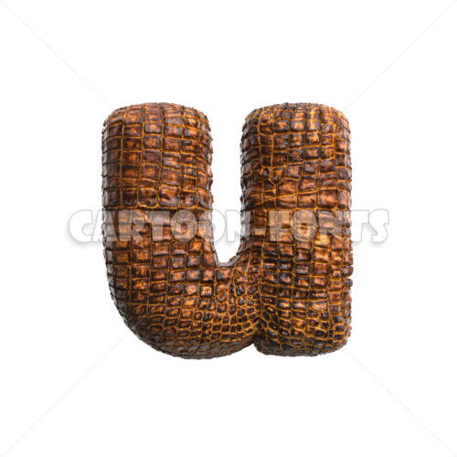 alligator skin font U - lowercase 3d character - Cartoon fonts - High quality 3d letters and signs illustrations