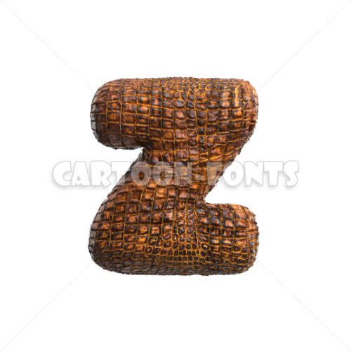 alligator skin letter Z - lowercase 3d character - Cartoon fonts - High quality 3d letters and signs illustrations