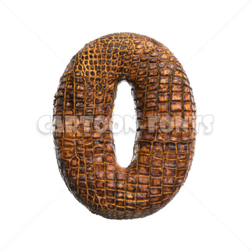 alligator skin numeral 0 - 3d number - Cartoon fonts - High quality 3d letters and signs illustrations