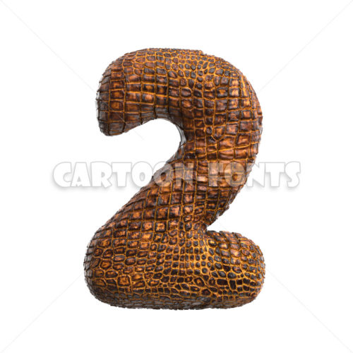 crocodile leather numeral 2 - 3d number - Cartoon fonts - High quality 3d letters and signs illustrations