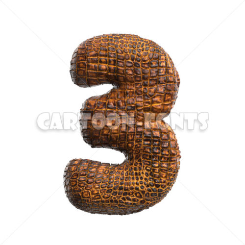alligator skin numeral 3 - 3d digit - Cartoon fonts - High quality 3d letters and signs illustrations