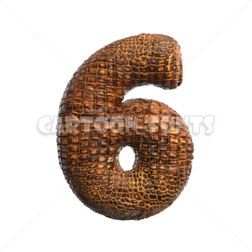 alligator skin numeral 6 - 3d number - Cartoon fonts - High quality 3d letters and signs illustrations