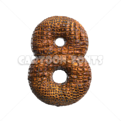 alligator skin numeral 8 - 3d number - Cartoon fonts - High quality 3d letters and signs illustrations