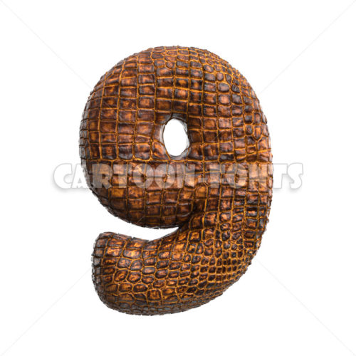 alligator skin numeral 9 - 3d digit - Cartoon fonts - High quality 3d letters and signs illustrations