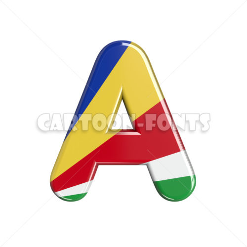 seychellois flag font A - Large 3d letter - Cartoon fonts - High quality 3d letters and signs illustrations