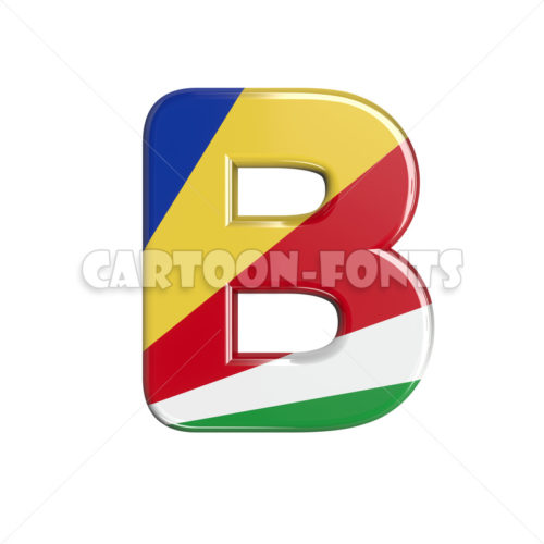 seychelles flag character B - Uppercase 3d letter - Cartoon fonts - High quality 3d letters and signs illustrations