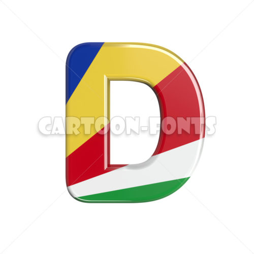 Seychelles letter D - Large 3d font - Cartoon fonts - High quality 3d letters and signs illustrations