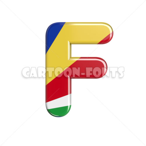seychellois flag character F - Large 3d letter - Cartoon fonts - High quality 3d letters and signs illustrations