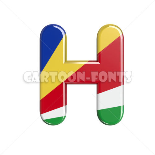 seychellois flag font H - Capital 3d letter - Cartoon fonts - High quality 3d letters and signs illustrations