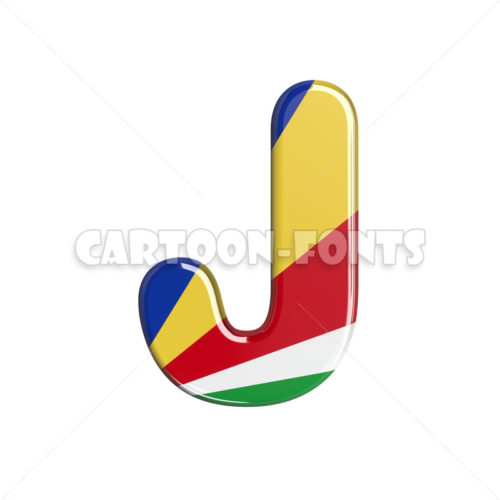 seychelles flag letter J - capital 3d font - Cartoon fonts - High quality 3d letters and signs illustrations