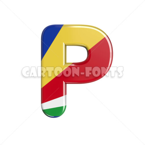 Seychelles letter P - large 3d character - Cartoon fonts - High quality 3d letters and signs illustrations