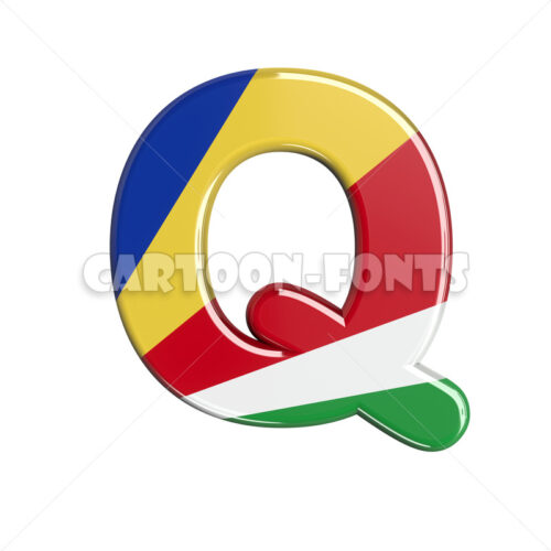 seychellois flag letter Q - capital 3d font - Cartoon fonts - High quality 3d letters and signs illustrations