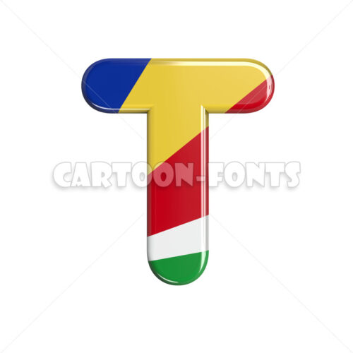 seychelles flag font T - large 3d character - Cartoon fonts - High quality 3d letters and signs illustrations
