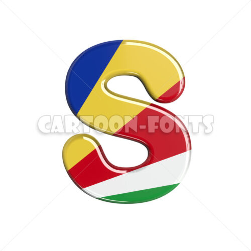 seychellois flag character S - large 3d font - Cartoon fonts - High quality 3d letters and signs illustrations