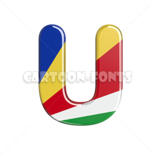 seychellois flag character U - uppercase 3d letter - Cartoon fonts - High quality 3d letters and signs illustrations