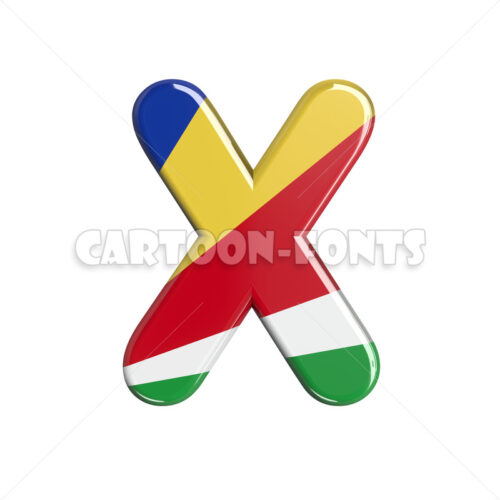seychellois flag font X - Large 3d character - Cartoon fonts - High quality 3d letters and signs illustrations