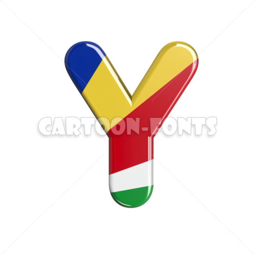 seychellois flag letter Y - Upper-case 3d font - Cartoon fonts - High quality 3d letters and signs illustrations