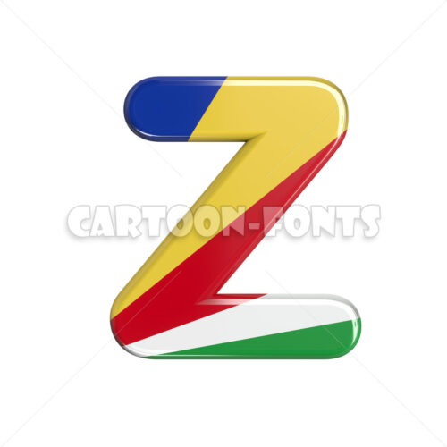 seychellois flag character Z - large 3d letter - Cartoon fonts - High quality 3d letters and signs illustrations