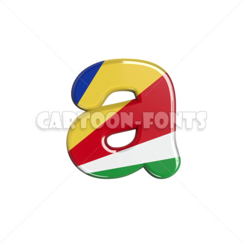 seychellois flag character A - Lower-case 3d font - Cartoon fonts - High quality 3d letters and signs illustrations