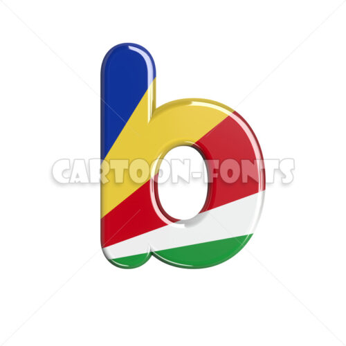 seychellois flag font B - lowercase 3d character - Cartoon fonts - High quality 3d letters and signs illustrations