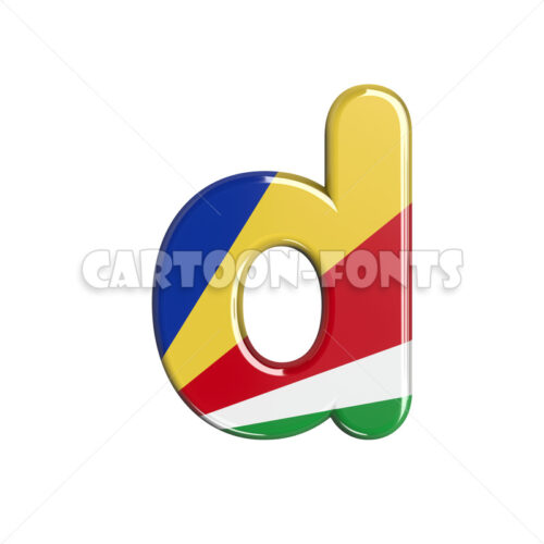Seychelles character D - Lower-case 3d letter - Cartoon fonts - High quality 3d letters and signs illustrations