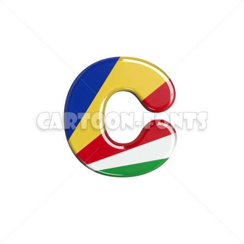 seychellois flag letter C - Lower-case 3d font - Cartoon fonts - High quality 3d letters and signs illustrations