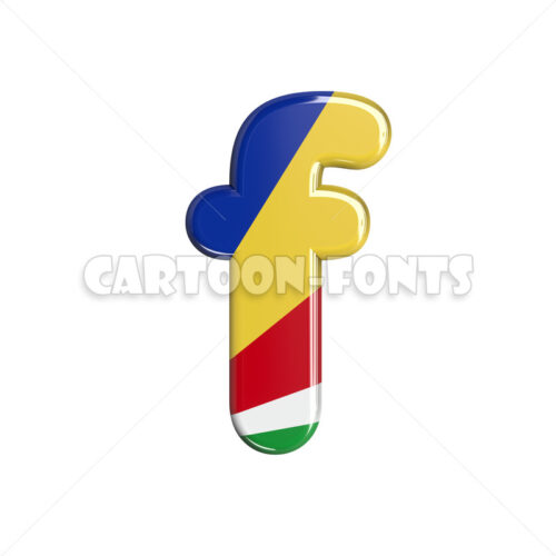 seychellois flag character F - Lower-case 3d letter - Cartoon fonts - High quality 3d letters and signs illustrations