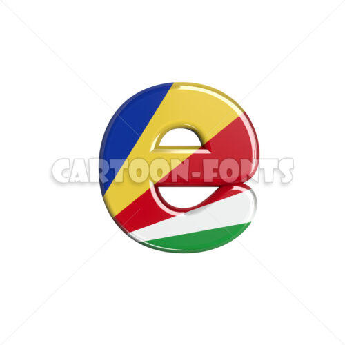 seychellois flag font E - smal 3d character - Cartoon fonts - High quality 3d letters and signs illustrations