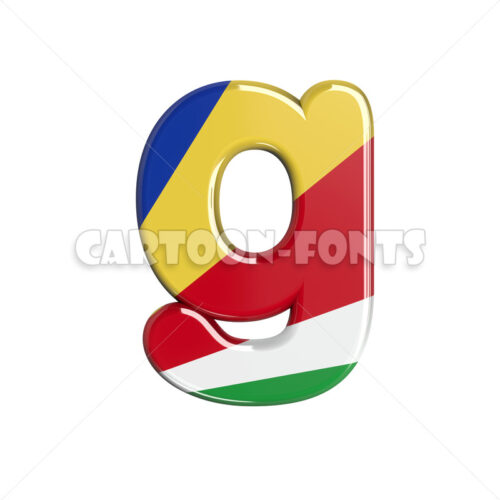 seychellois flag letter G - Minuscule 3d font - Cartoon fonts - High quality 3d letters and signs illustrations