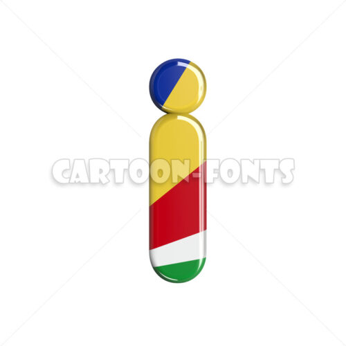 seychellois flag font I - Lower-case 3d letter - Cartoon fonts - High quality 3d letters and signs illustrations