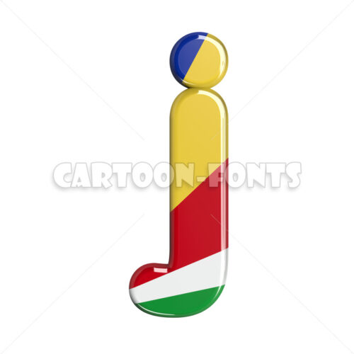 seychellois flag letter J - small 3d character - Cartoon fonts - High quality 3d letters and signs illustrations