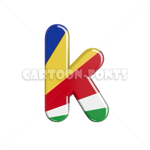 seychelles flag font K - Minuscule 3d character - Cartoon fonts - High quality 3d letters and signs illustrations