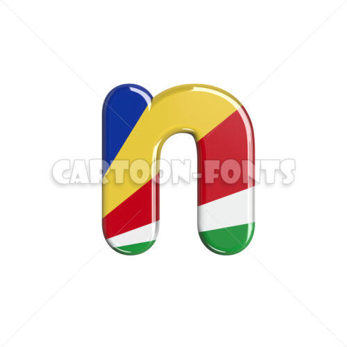 seychellois flag character N - Minuscule 3d letter - Cartoon fonts - High quality 3d letters and signs illustrations
