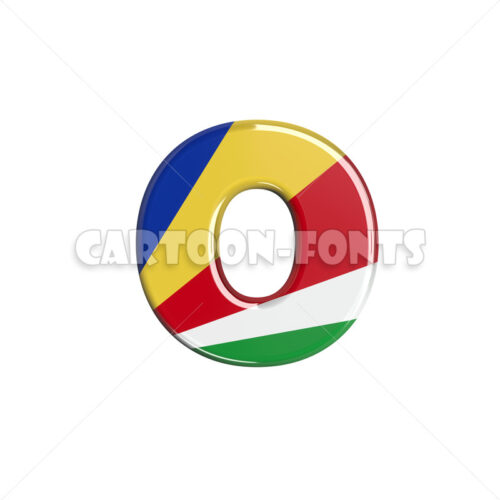 Seychelles character O - Lower-case 3d font - Cartoon fonts - High quality 3d letters and signs illustrations
