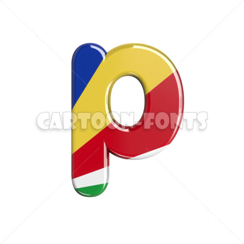 Seychelles letter P - Lower-case 3d character - Cartoon fonts - High quality 3d letters and signs illustrations
